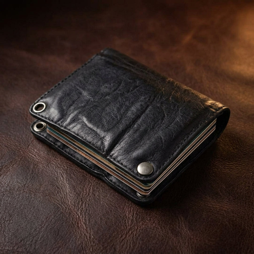 Wrinkle Leather Bifold Wallet
