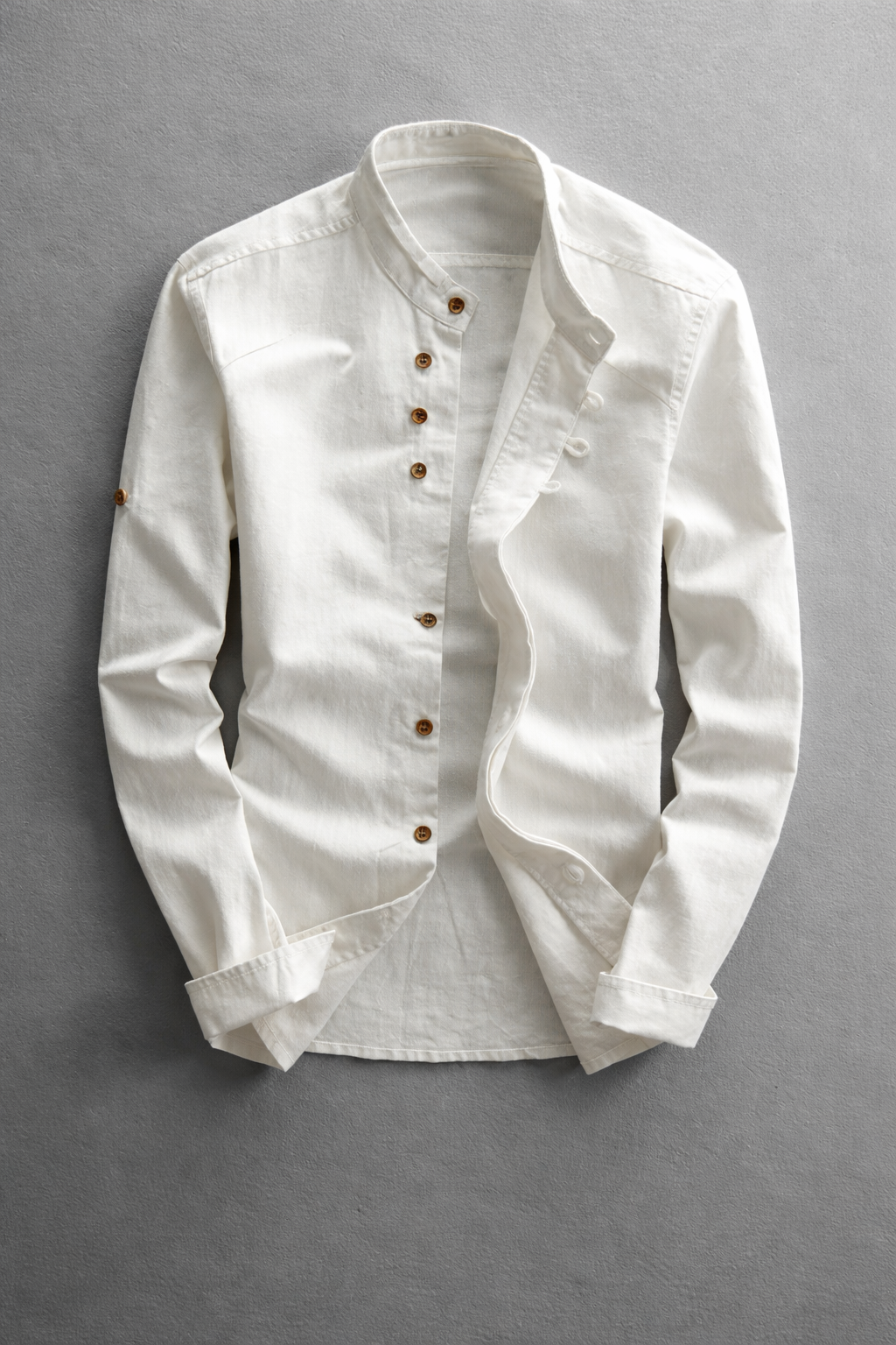Linen Stand Collar Casual Shirt