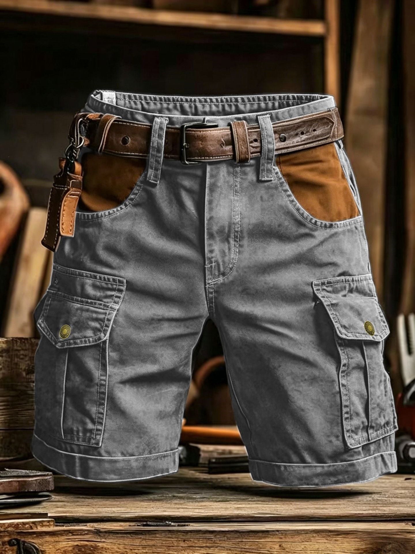 Flap Pocket Knee-Length Shorts