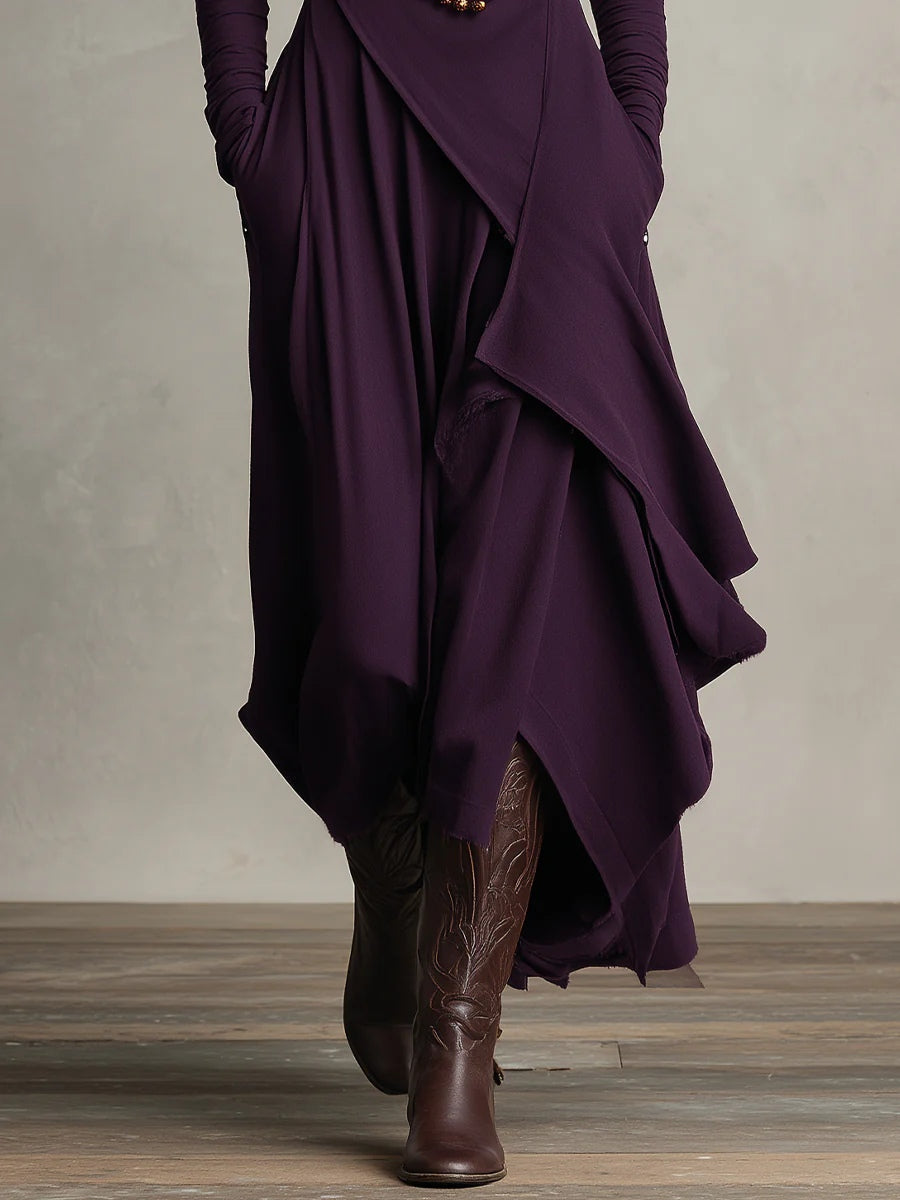 Turtleneck A-Line Long Dress