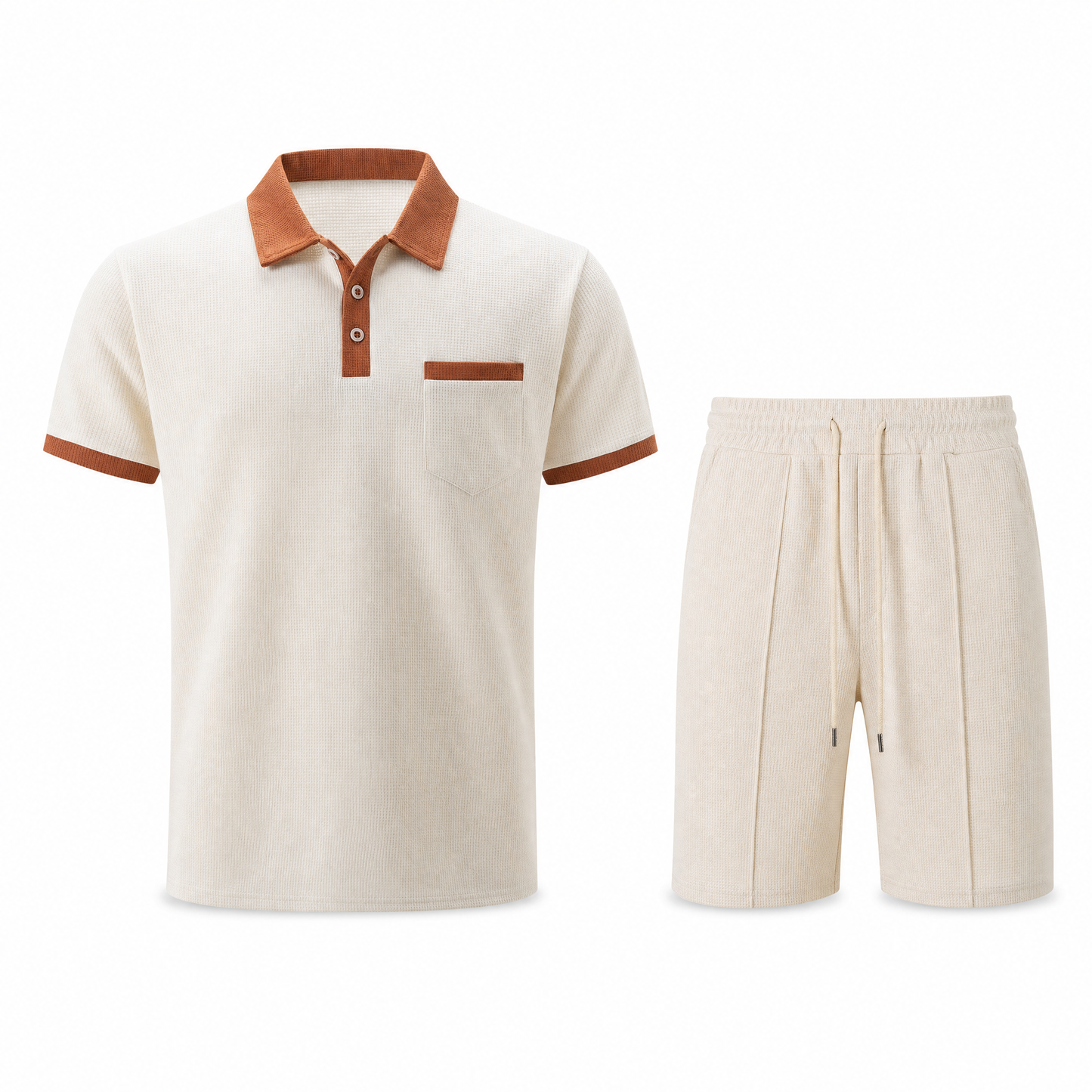 Contrast Collar Polo & Shorts