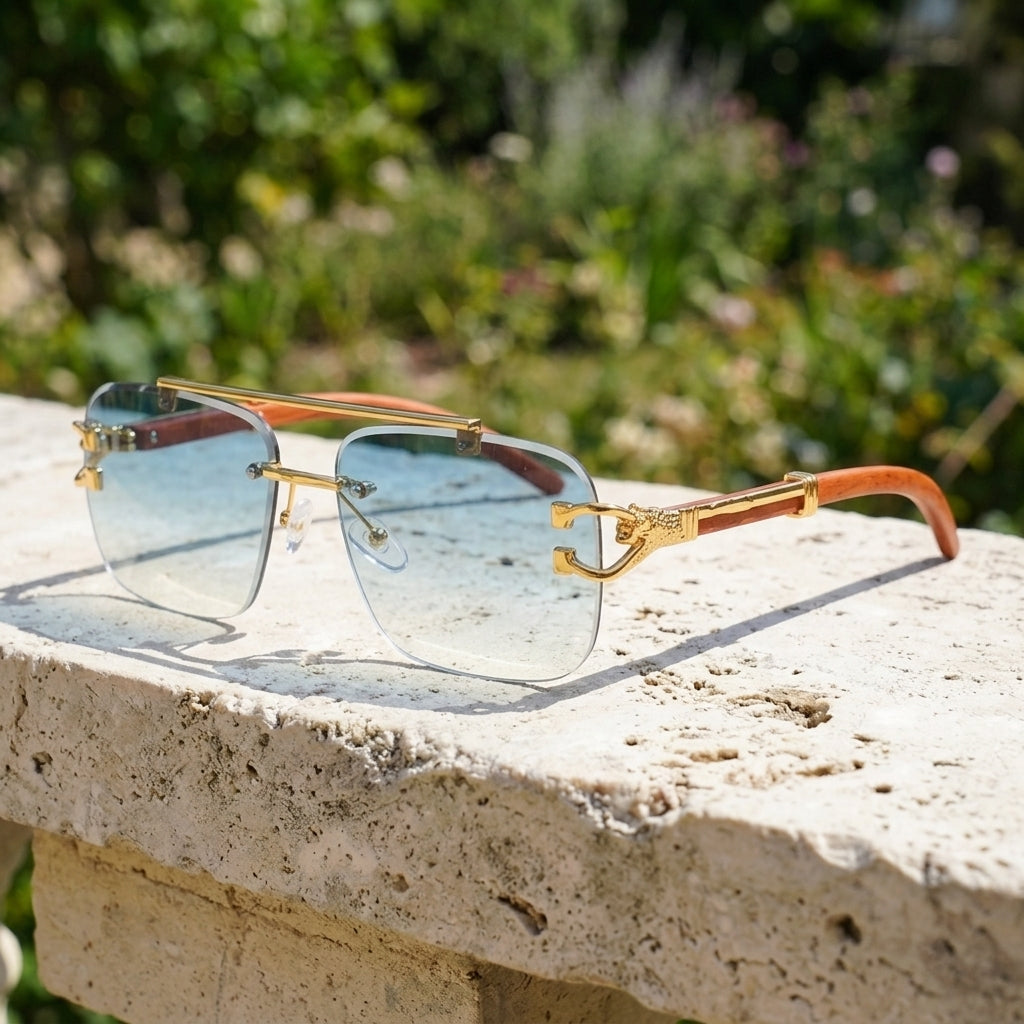 Rimless Square Pilot Sunglasses
