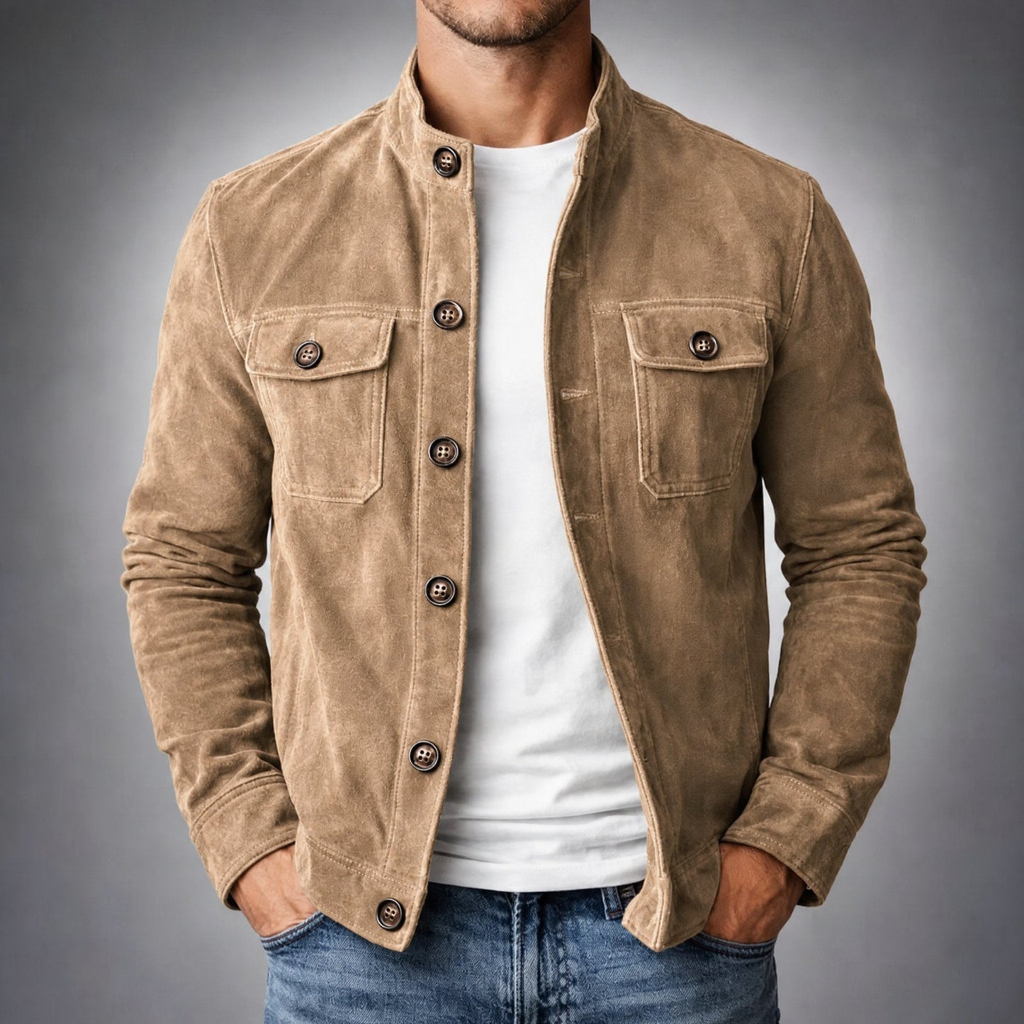 Suede Stand Collar Jacket
