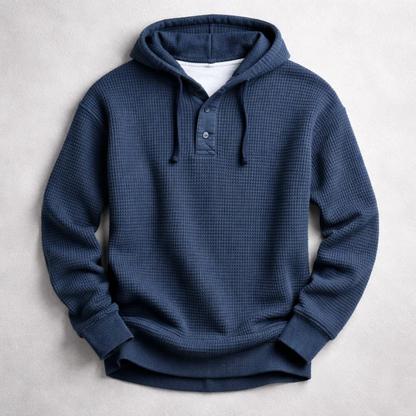 Button Placket Drawstring Pullover