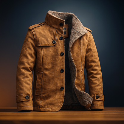 Men's Faux Fur Collar Overcoat