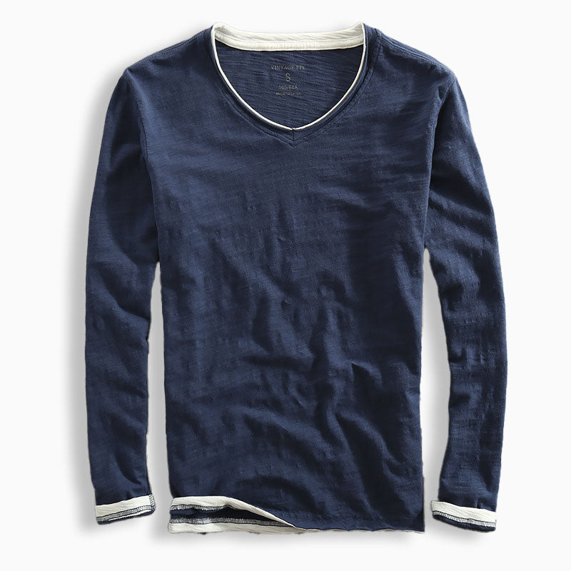 Frayed Collar Raw Cotton Tee