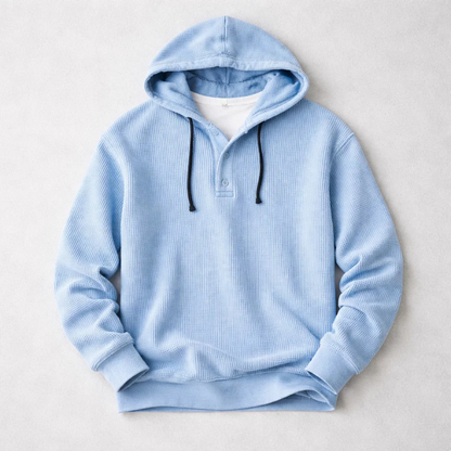 Button Placket Drawstring Pullover