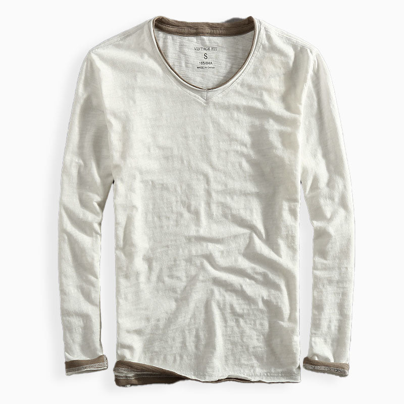 Frayed Collar Raw Cotton Tee