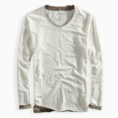 Frayed Collar Raw Cotton Tee