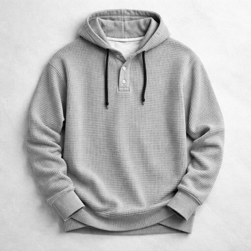 Button Placket Drawstring Pullover