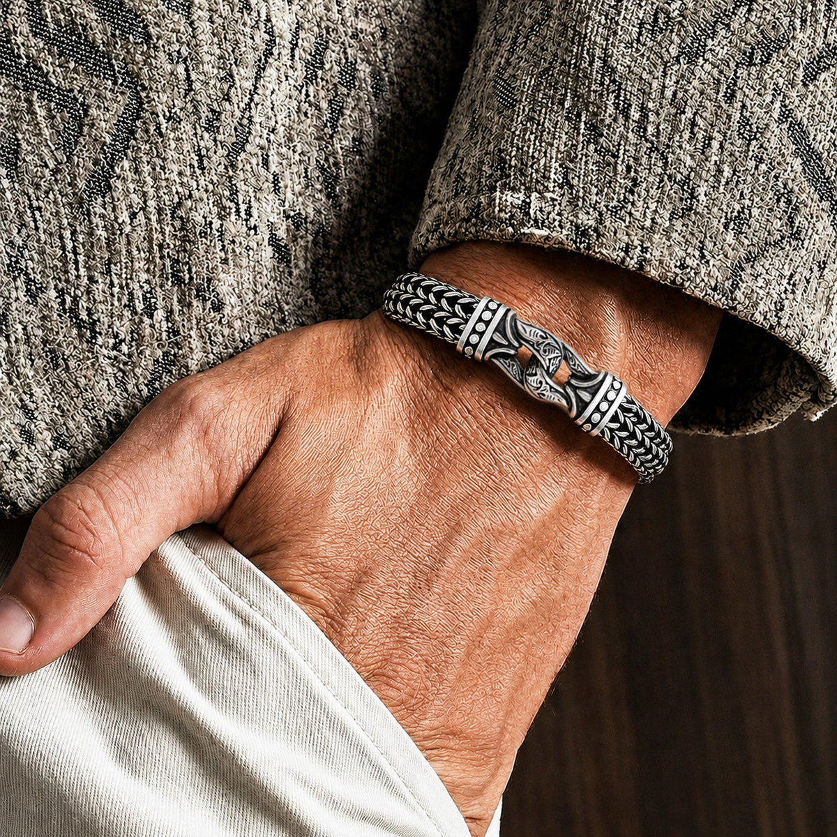 Mesh Figaro Chain Bracelet