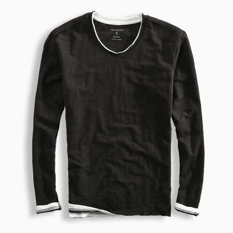 Frayed Collar Raw Cotton Tee