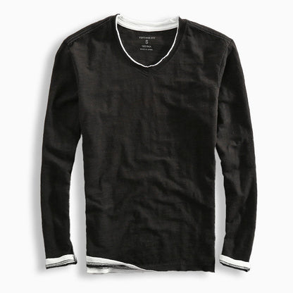 Frayed Collar Raw Cotton Tee