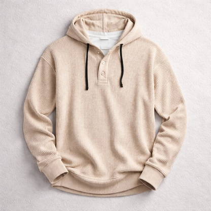 Button Placket Drawstring Pullover