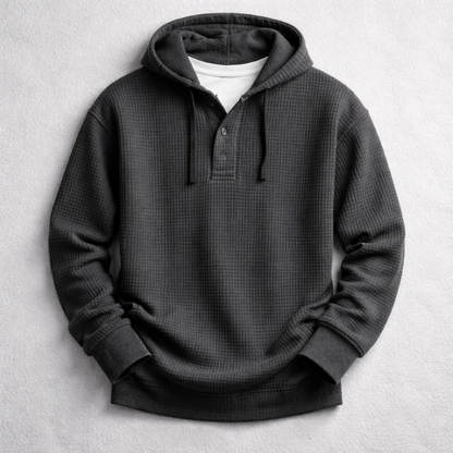 Button Placket Drawstring Pullover