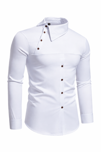Stand Collar Irregular Button Shirt
