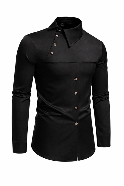 Stand Collar Irregular Button Shirt