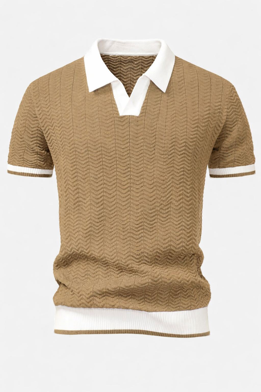 Patchwork Knitted Polo Shirt