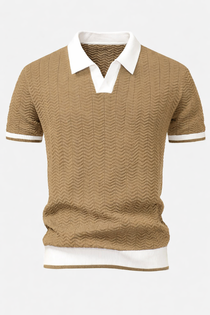 Patchwork Knitted Polo Shirt