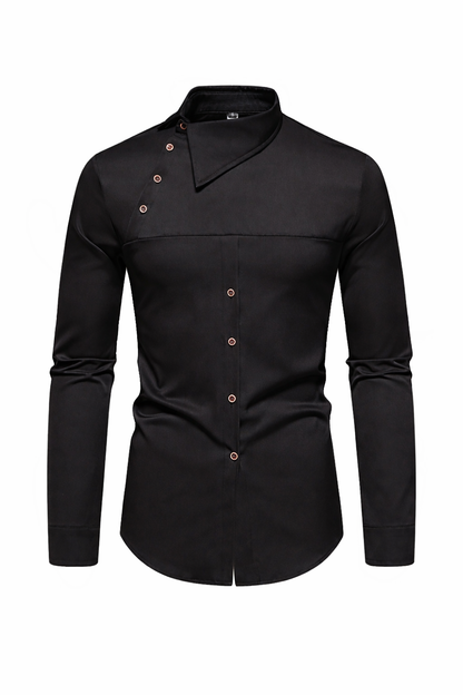 Stand Collar Irregular Button Shirt