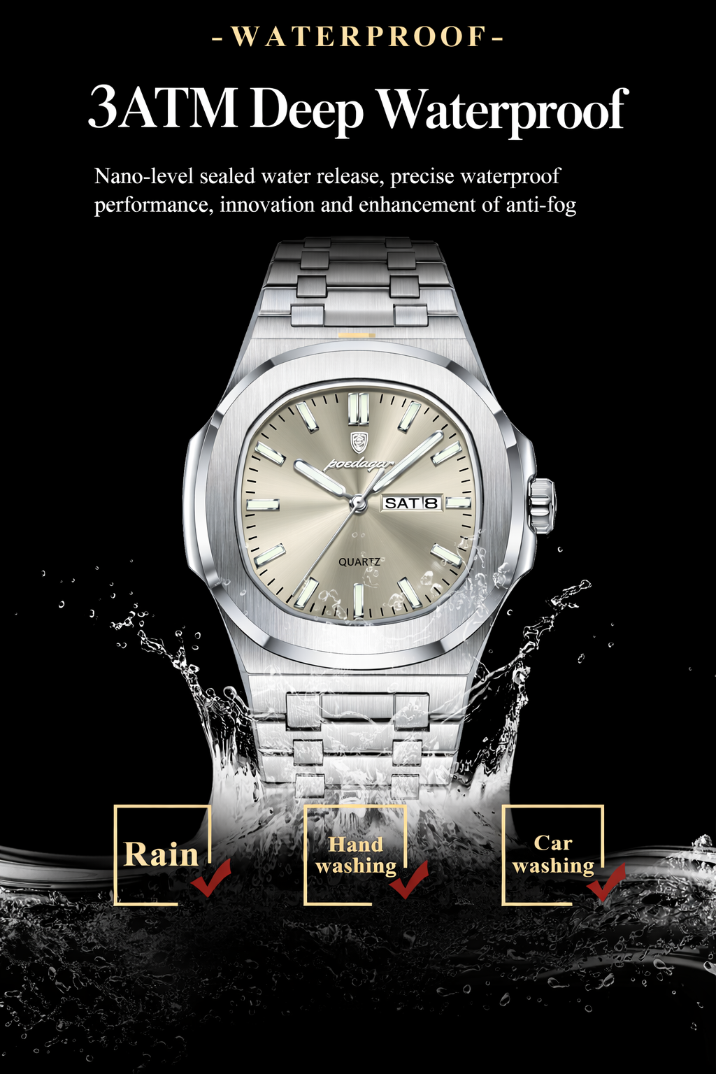 Poedagar Luxury Square Watch