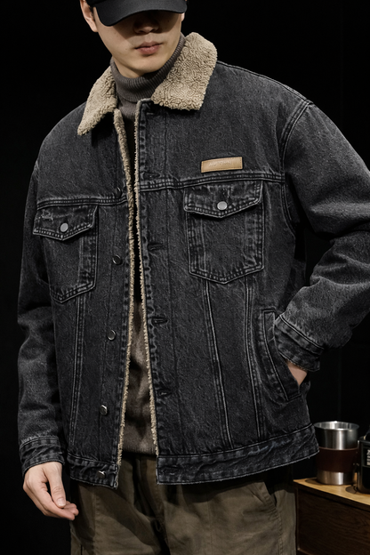 Jacket with Lamb Velvet Collar