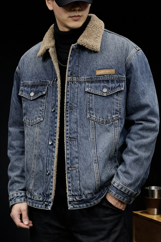 Jacket with Lamb Velvet Collar