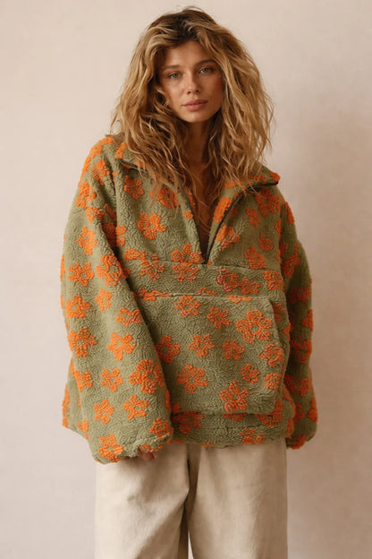 Floral Luxe Zip Hoodie