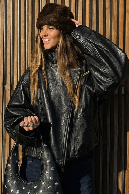Faux Leather Moto Jacket