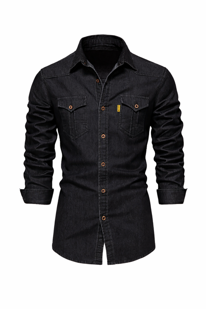 Elastic Cotton Denim Shirt
