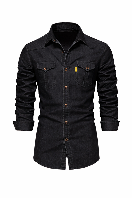Elastic Cotton Denim Shirt