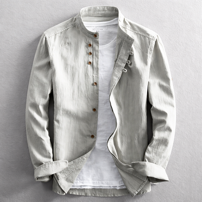 Linen Stand Collar Casual Shirt