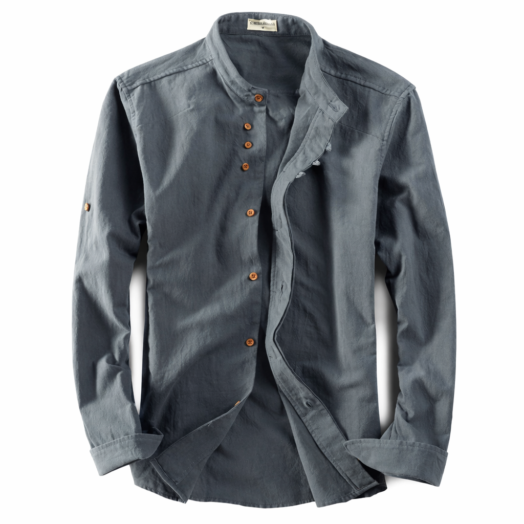 Linen Stand Collar Casual Shirt