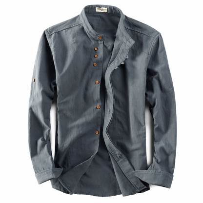Linen Stand Collar Casual Shirt