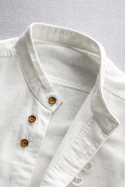 Linen Stand Collar Casual Shirt