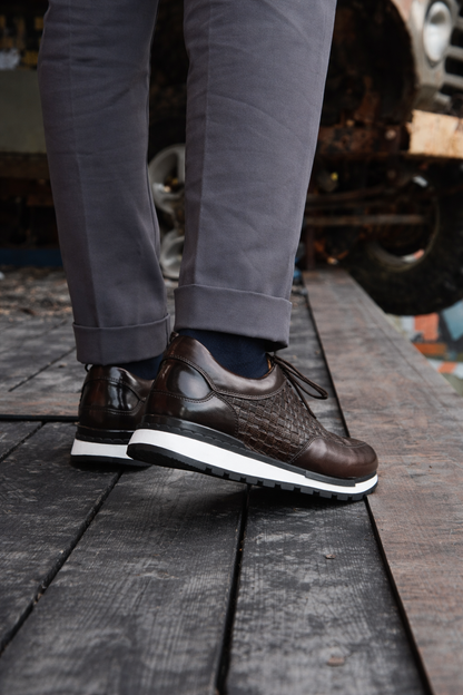 Woven Leather Casual Shoes
