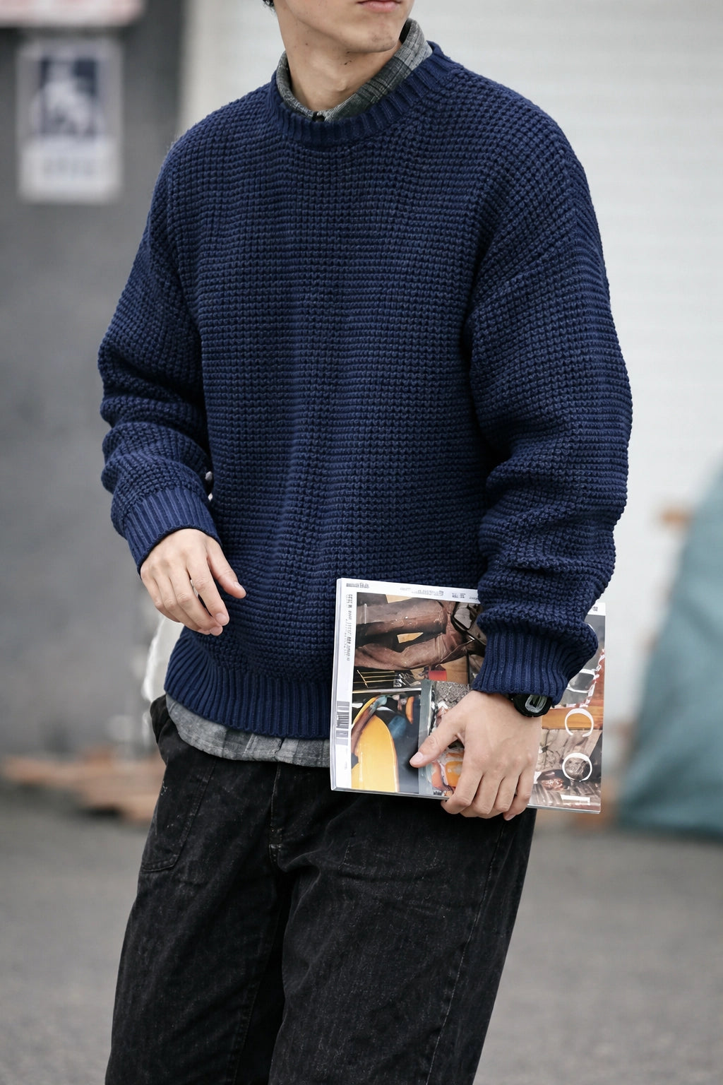 Waffle Knit Crew Sweater