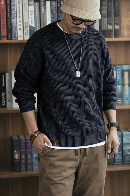 Waffle Knit Crew Sweater