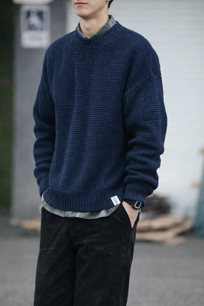 Waffle Knit Crew Sweater