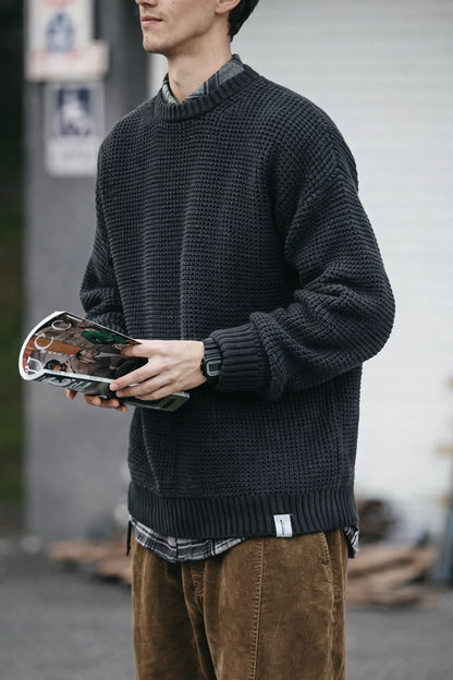Waffle Knit Crew Sweater