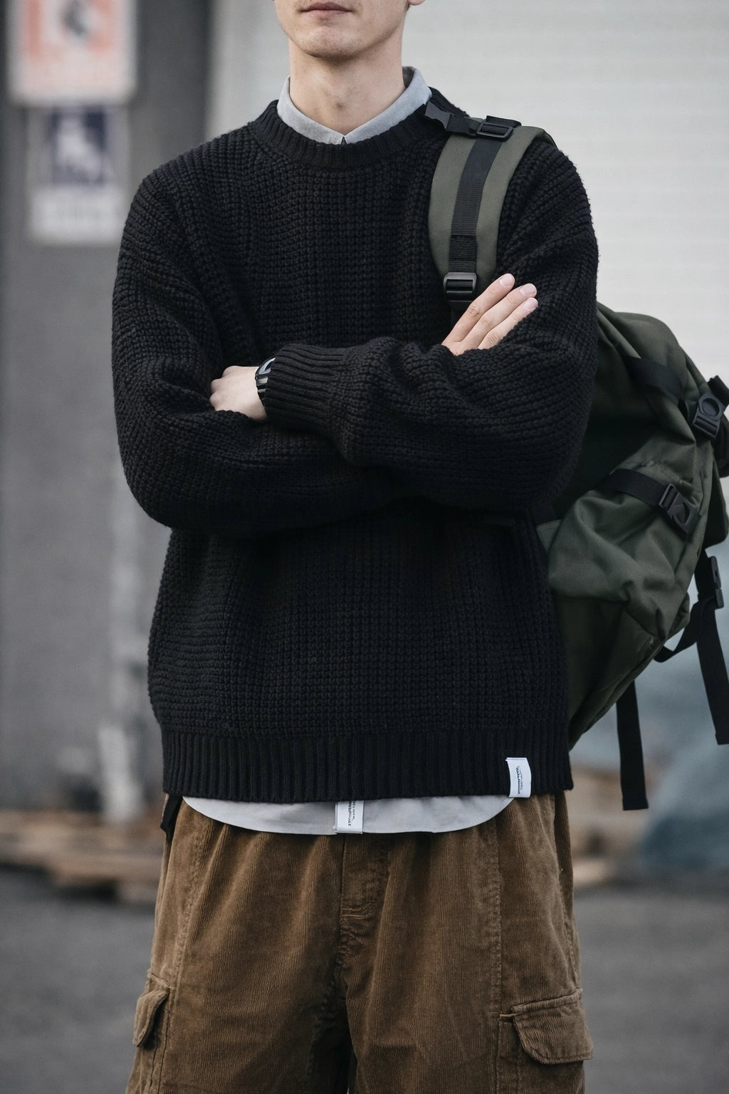 Waffle Knit Crew Sweater