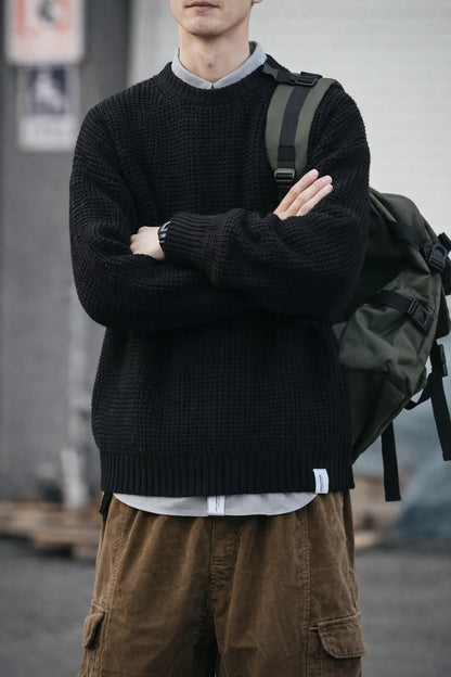 Waffle Knit Crew Sweater