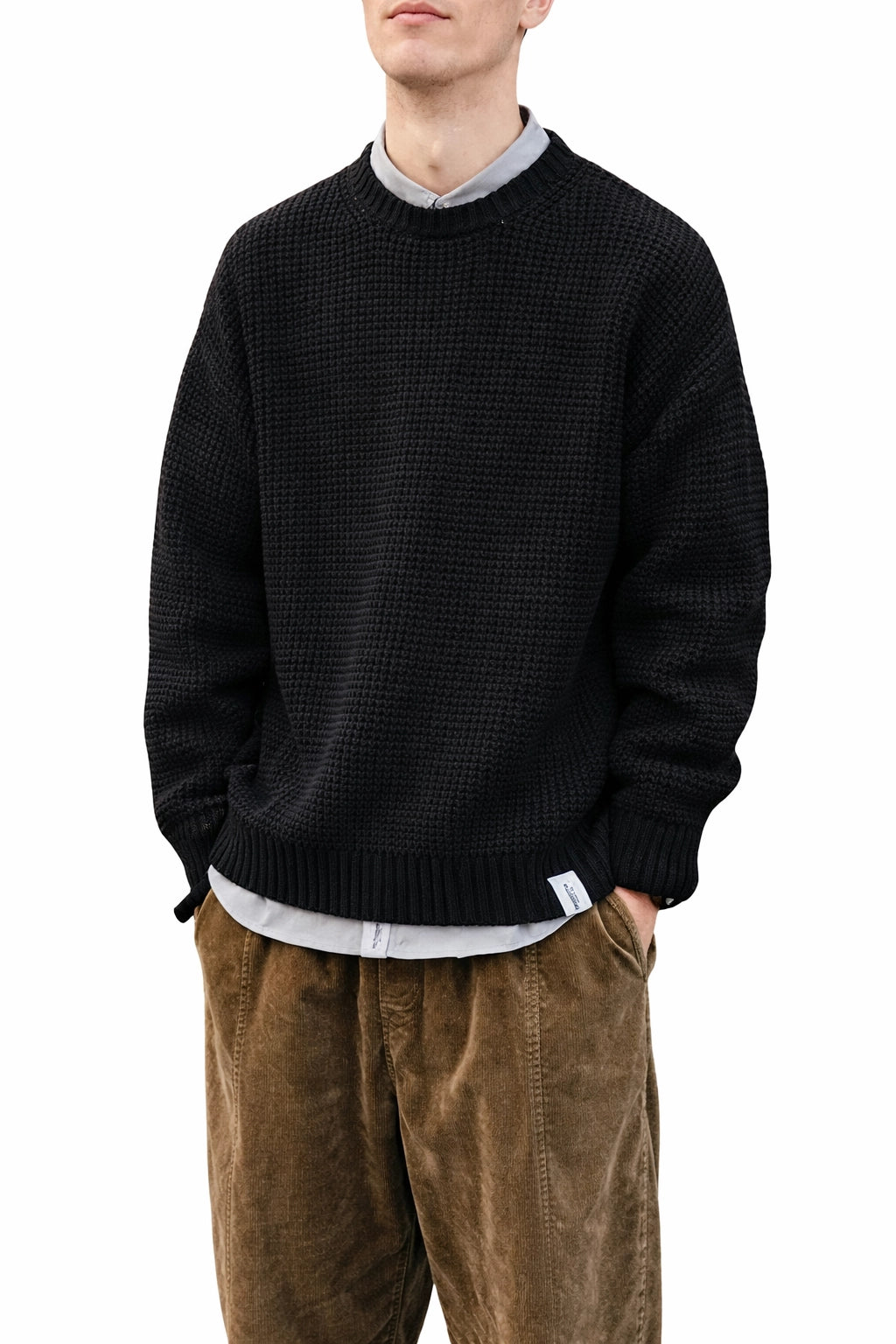 Waffle Knit Crew Sweater