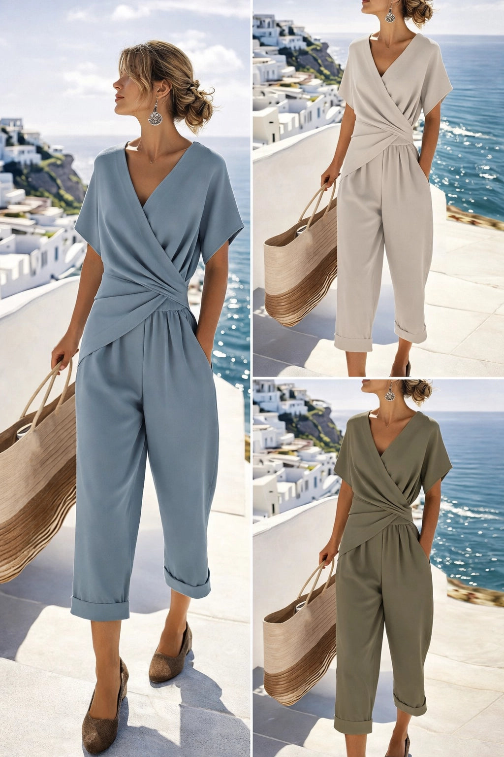 Pleated V-Neck Modern Set