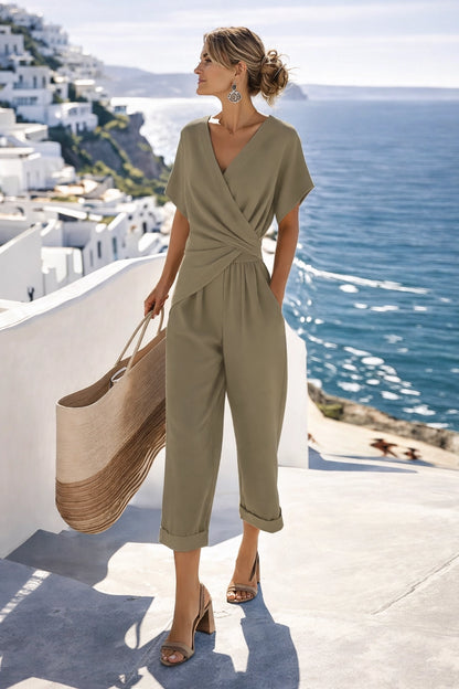 Pleated V-Neck Modern Set