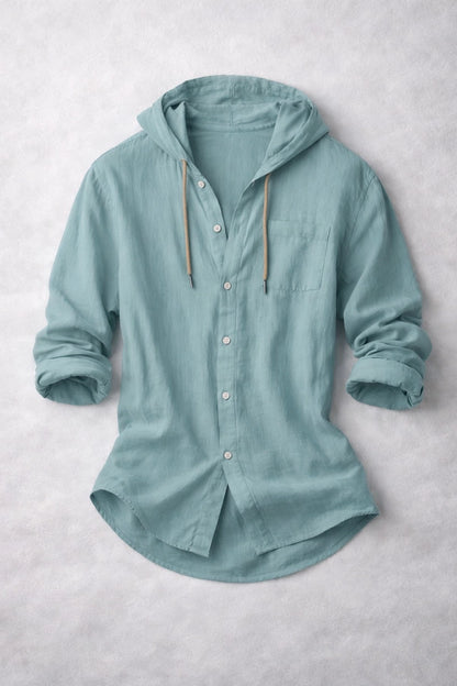 Coastal Linen Hooded Shirt