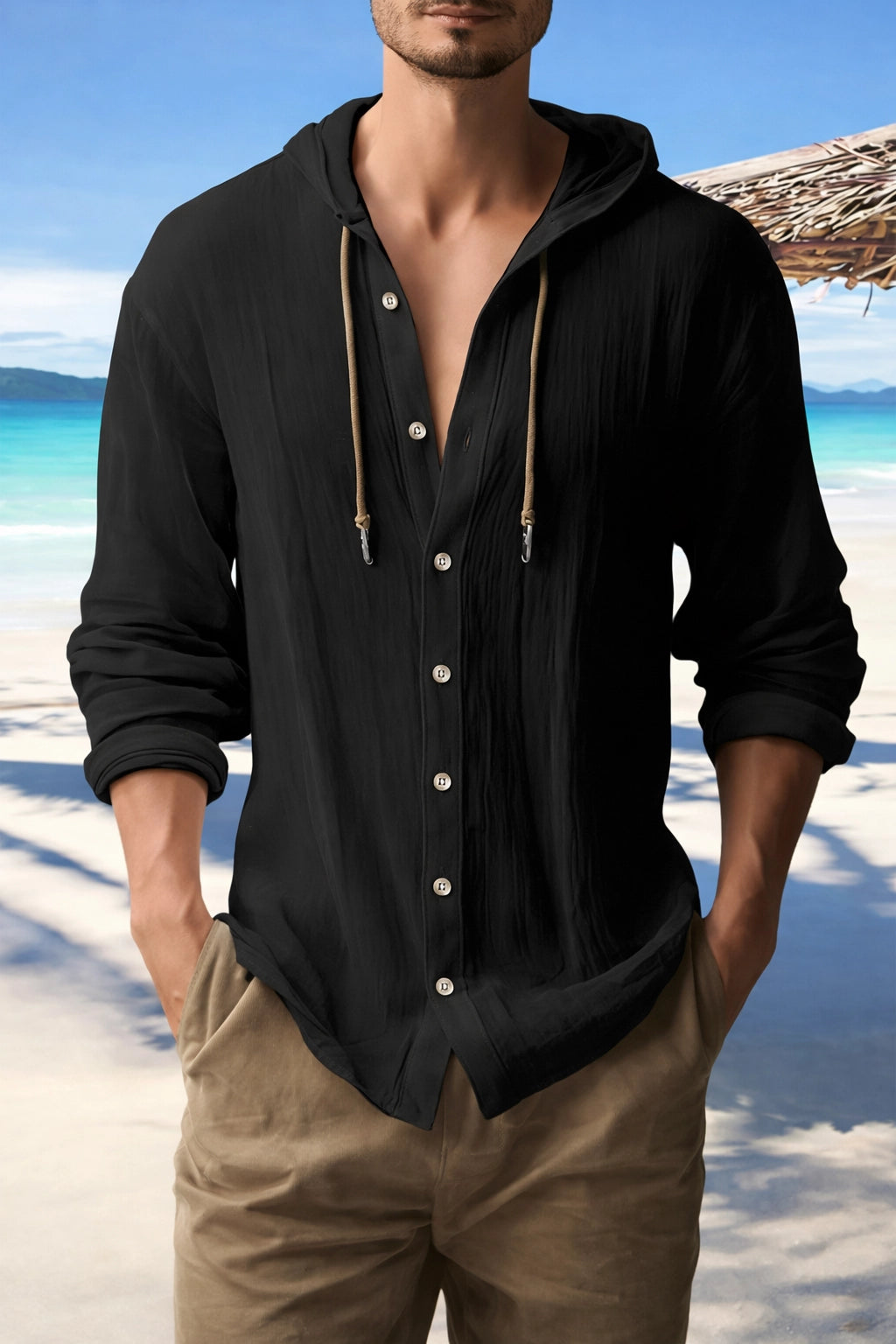 Coastal Linen Hooded Shirt