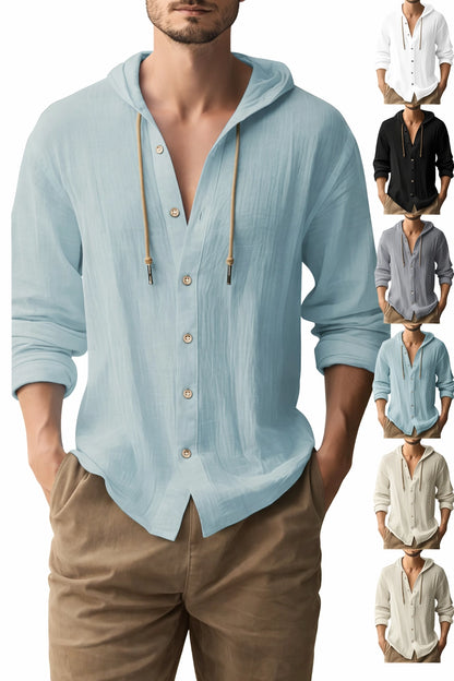 Coastal Linen Hooded Shirt