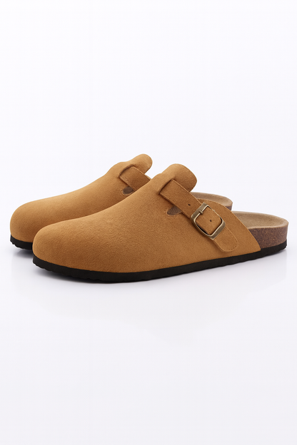 Suede Cork-Insole Mules