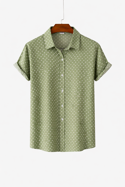 Casual Polka Dot Sleeve Shirt
